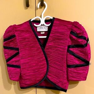 Vintage 80s pink statement bolero cropped evening jacket